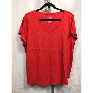 SONOMA Everyday Tee Women's Red Speckled V-Neck Short Sleeve Top Size XXL